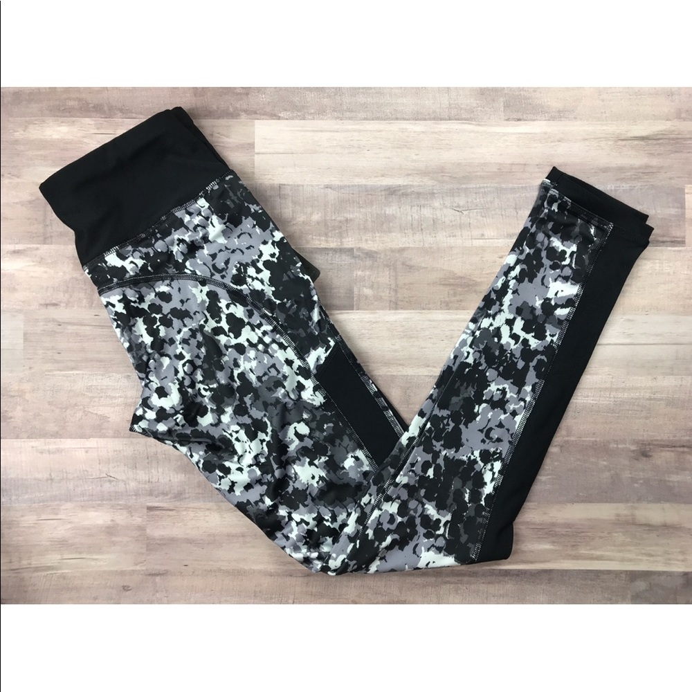 {Reflex} Black grey white stretch workout leggings